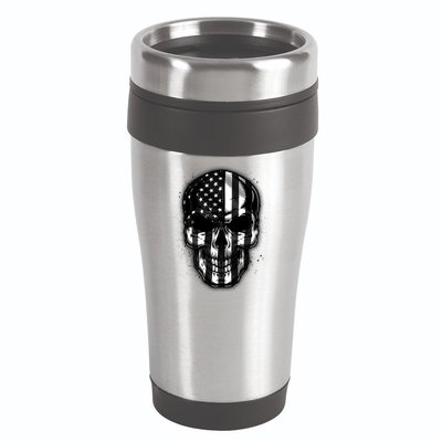 Cool American USA Flag Grunge Skull 16oz Travel Tumbler