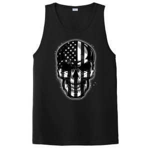 Cool American USA Flag Grunge Skull PosiCharge Competitor Tank