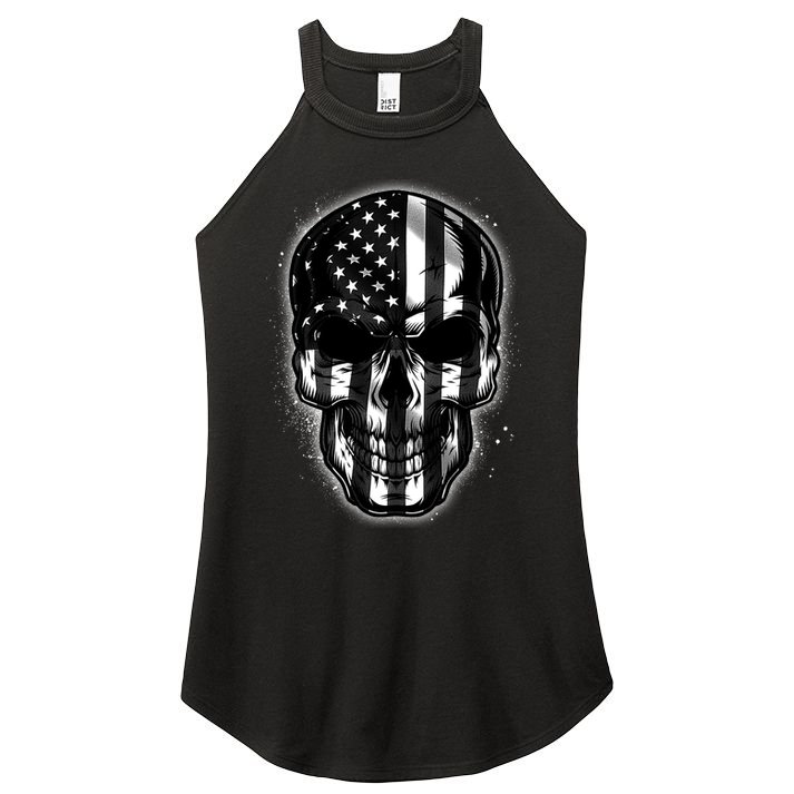 Cool American USA Flag Grunge Skull Women's Perfect Tri Rocker Tank