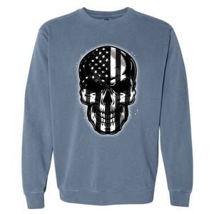 Cool American USA Flag Grunge Skull Garment-Dyed Sweatshirt