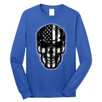 Cool American USA Flag Grunge Skull Long Sleeve Shirt