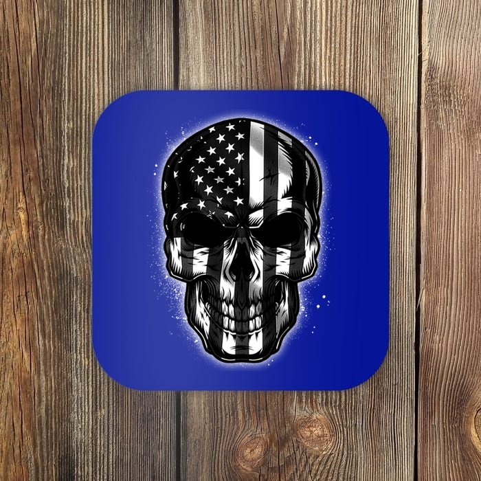 Cool American USA Flag Grunge Skull Coaster