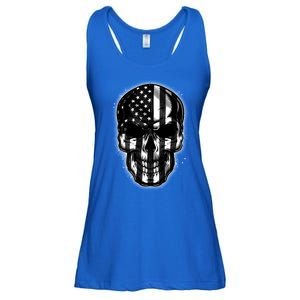 Cool American USA Flag Grunge Skull Ladies Essential Flowy Tank