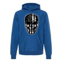 Cool American USA Flag Grunge Skull Premium Hoodie