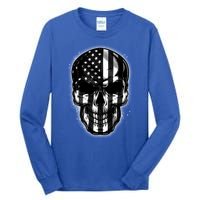 Cool American USA Flag Grunge Skull Tall Long Sleeve T-Shirt