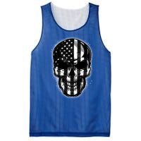 Cool American USA Flag Grunge Skull Mesh Reversible Basketball Jersey Tank