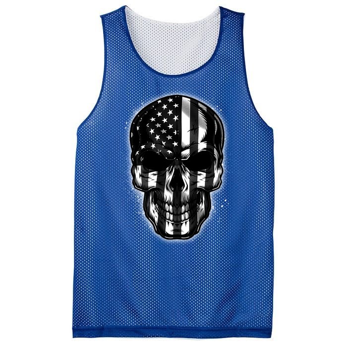 Cool American USA Flag Grunge Skull Mesh Reversible Basketball Jersey Tank