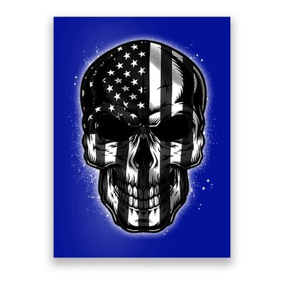 Cool American USA Flag Grunge Skull Poster