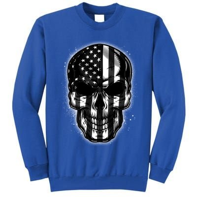 Cool American USA Flag Grunge Skull Tall Sweatshirt