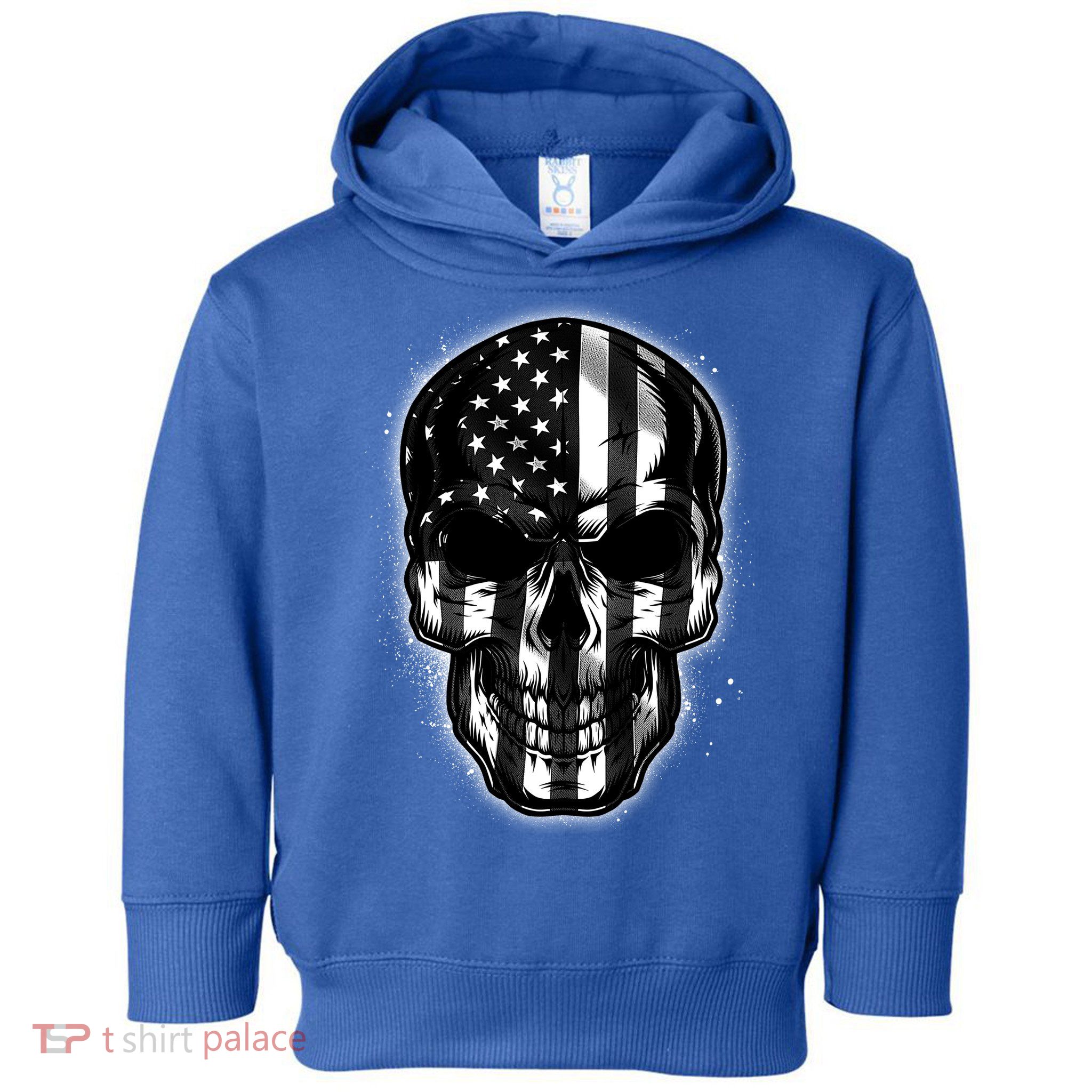 Cool American USA Flag Grunge Skull Toddler Hoodie
