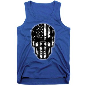 Cool American USA Flag Grunge Skull Tank Top