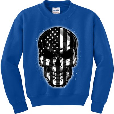 Cool American USA Flag Grunge Skull Kids Sweatshirt