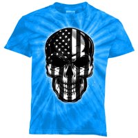 Cool American USA Flag Grunge Skull Kids Tie-Dye T-Shirt