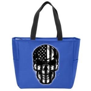 Cool American USA Flag Grunge Skull Zip Tote Bag