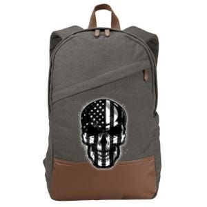 Cool American USA Flag Grunge Skull Cotton Canvas Backpack