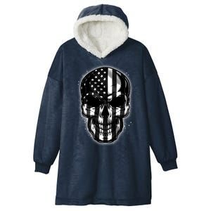 Cool American USA Flag Grunge Skull Hooded Wearable Blanket