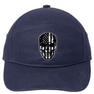 Cool American USA Flag Grunge Skull 7-Panel Snapback Hat