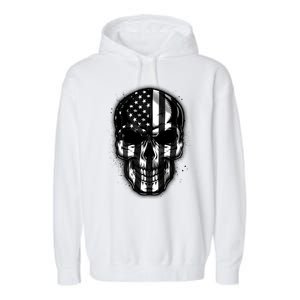 Cool American USA Flag Grunge Skull Garment-Dyed Fleece Hoodie