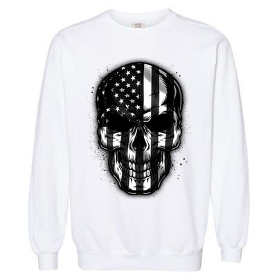 Cool American USA Flag Grunge Skull Garment-Dyed Sweatshirt