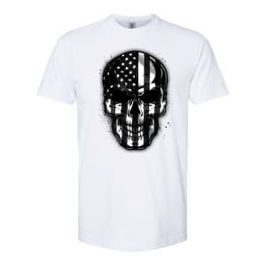 Cool American USA Flag Grunge Skull Softstyle CVC T-Shirt