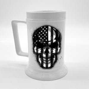 Cool American USA Flag Grunge Skull Beer Stein