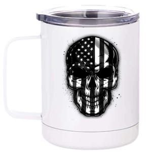 Cool American USA Flag Grunge Skull 12 oz Stainless Steel Tumbler Cup