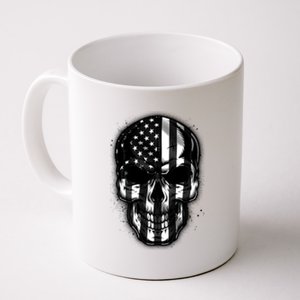 Cool American USA Flag Grunge Skull Coffee Mug