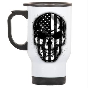 Cool American USA Flag Grunge Skull Stainless Steel Travel Mug