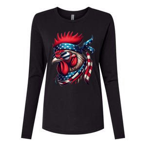 Chicken American Usa Flag Sunglasses 4th Of July Chicken Womens Cotton Relaxed Long Sleeve T-Shirt