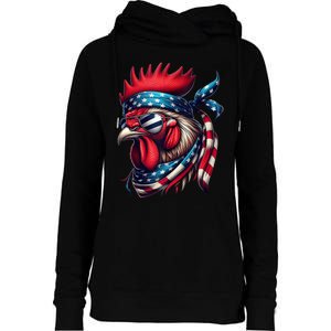 Chicken American Usa Flag Sunglasses 4th Of July Chicken Womens Funnel Neck Pullover Hood