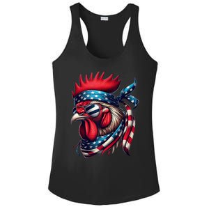 Chicken American Usa Flag Sunglasses 4th Of July Chicken Ladies PosiCharge Competitor Racerback Tank