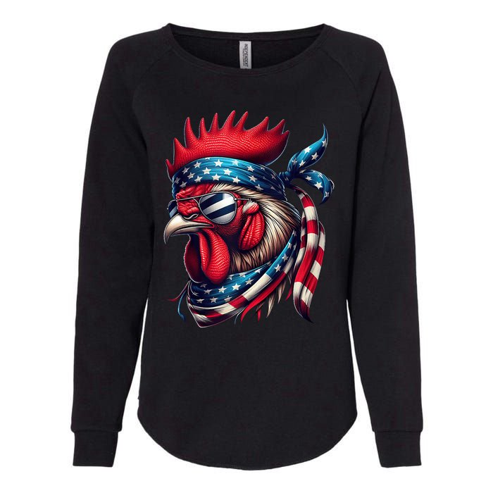 Chicken American Usa Flag Sunglasses 4th Of July Chicken Womens California Wash Sweatshirt