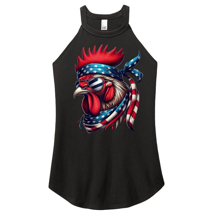 Chicken American Usa Flag Sunglasses 4th Of July Chicken Women's Perfect Tri Rocker Tank