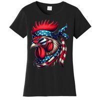 Chicken American Usa Flag Sunglasses 4th Of July Chicken Women's T-Shirt