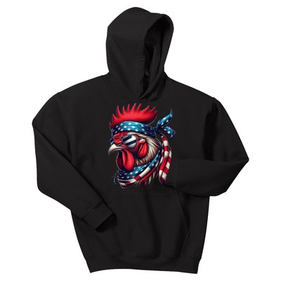 Chicken American Usa Flag Sunglasses 4th Of July Chicken Kids Hoodie