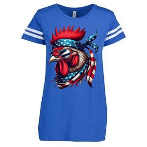 Chicken American Usa Flag Sunglasses 4th Of July Chicken Enza Ladies Jersey Football T-Shirt