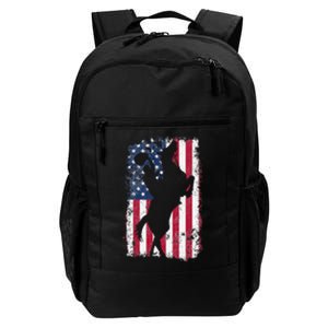 Cow American USA Flag Rodeo Horse 4th of July Distressed Daily Commute Backpack