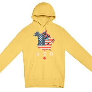 Canada And Usa Map Annex America’S 51st State! Premium Pullover Hoodie