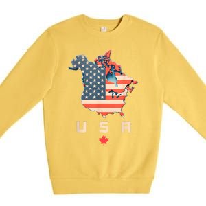 Canada And Usa Map Annex America’S 51st State! Premium Crewneck Sweatshirt