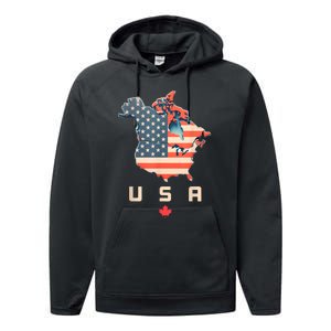 Canada And Usa Map Annex America’S 51st State! Performance Fleece Hoodie