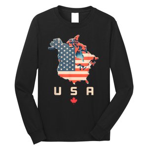 Canada And Usa Map Annex America’S 51st State! Long Sleeve Shirt