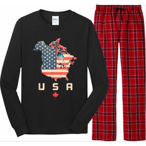 Canada And Usa Map Annex America’S 51st State! Long Sleeve Pajama Set