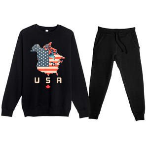 Canada And Usa Map Annex America’S 51st State! Premium Crewneck Sweatsuit Set