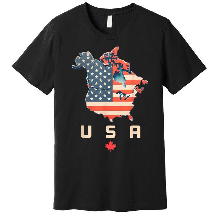 Canada And Usa Map Annex America’S 51st State! Premium T-Shirt