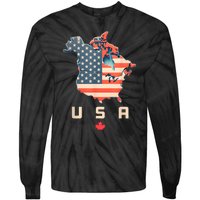 Canada And Usa Map Annex America’S 51st State! Tie-Dye Long Sleeve Shirt