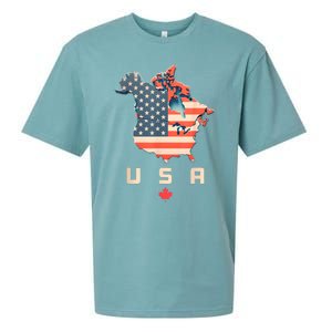 Canada And Usa Map Annex America’S 51st State! Sueded Cloud Jersey T-Shirt