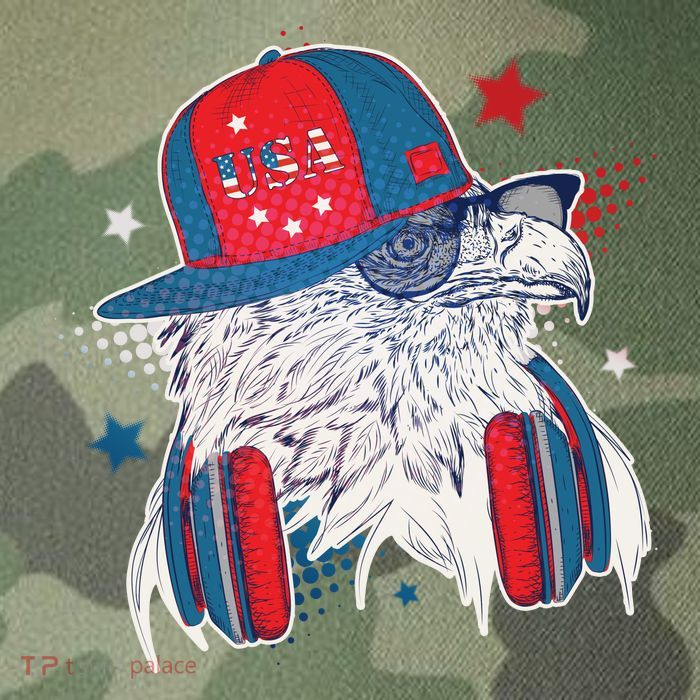 Cool American USA Flag Hipster DJ Eagle Legacy Tie Dye Trucker Hat
