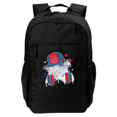 Cool American USA Flag Hipster DJ Eagle Backpack