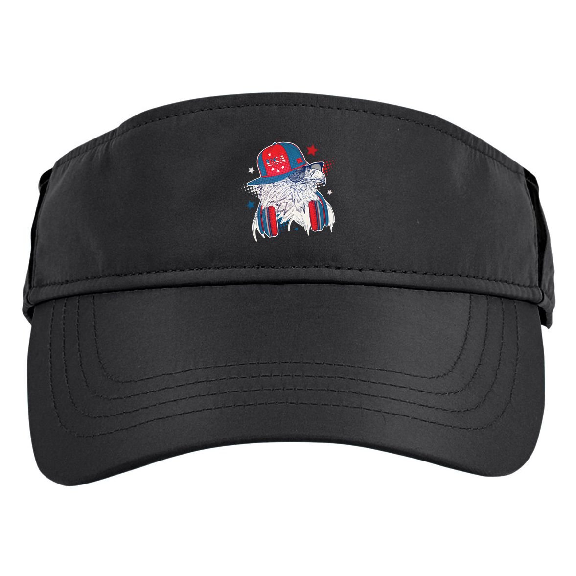 Cool American USA Flag Hipster DJ Eagle Adult Drive Performance Visor