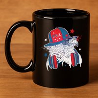 Cool American USA Flag Hipster DJ Eagle 11oz C Handle Ceramic Mug
